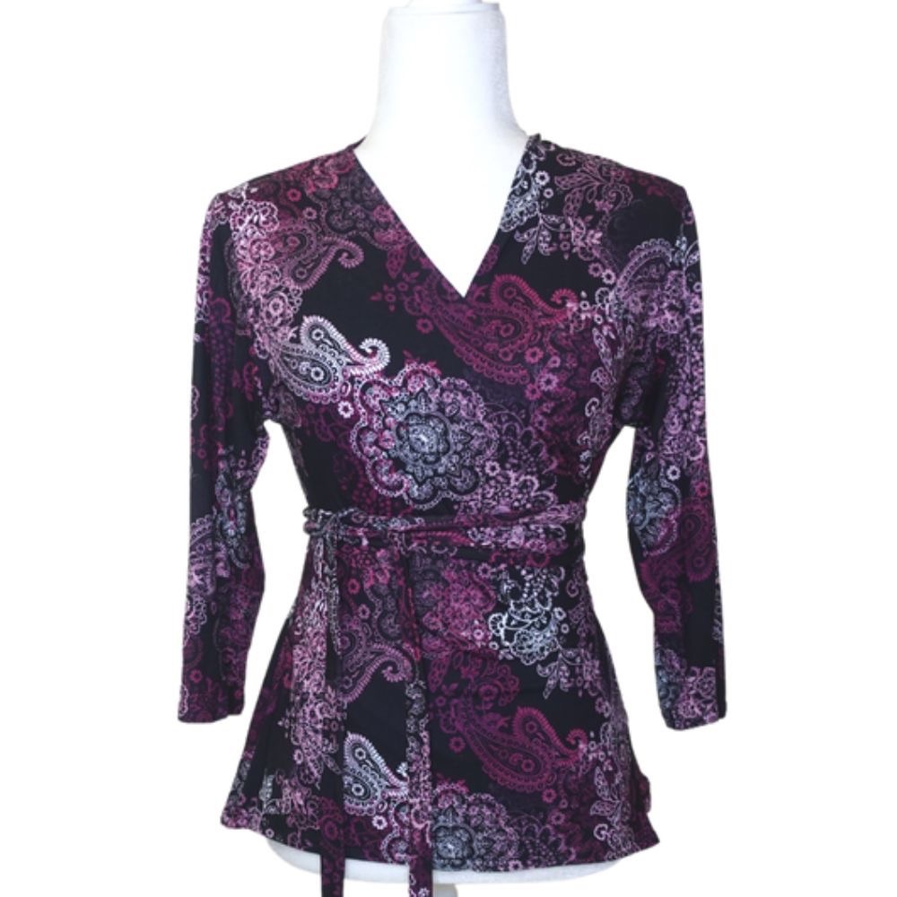 Purple Mandala Print Wrap Top M-L